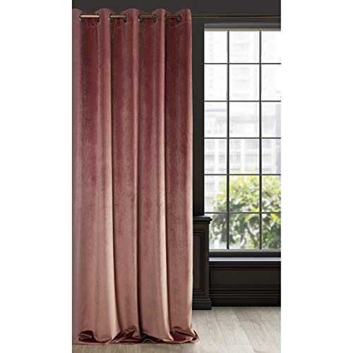 Eurofirany Cortina Ria Velvet de Terciopelo Rosa Oscuro, 1 Unidad, Suave, 10 Ojales, Elegante,, glamuroso, Dormitorio, salón, salón, Color Rosa Oscuro, 140 x 250 cm