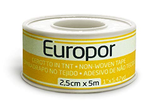 Europor (m 5 x cm 2,5) Esparadrapo Adhesivo No Tejido, Micro Poroso, Transpirable y Hipoalergénico. Específico para Pieles Sensible