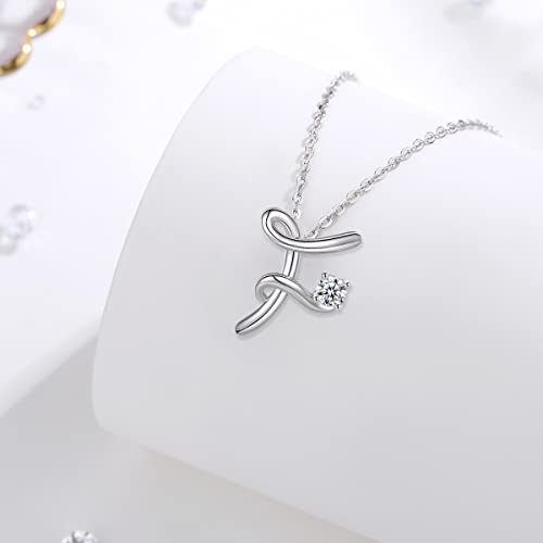 Eusense Collar con Letra F, Colgante Inicial de Plata 925, Joyería con Nombre para Mujer Niñas