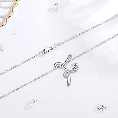 Eusense Collar con Letra F, Colgante Inicial de Plata 925, Joyería con Nombre para Mujer Niñas