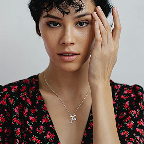 Eusense Collar con Letra F, Colgante Inicial de Plata 925, Joyería con Nombre para Mujer Niñas