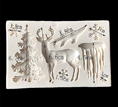 Eva Shop® Molde de resina de alta calidad con forma de alce, ciervo, abeto, copos de nieve, para fondant, vela, jabón, resina epoxi, para manualidades, decoración de mesa