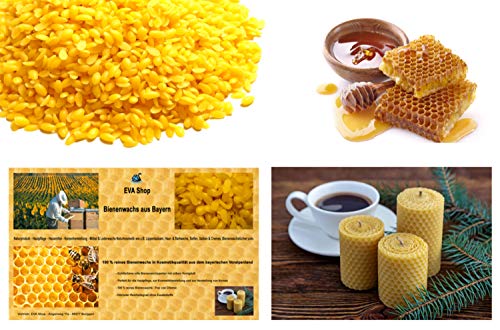 Eva Shop® - Pastillas de cera de abeja 100% prémium de los Alpes - Perfectas para crecimiento de abejas y cosméticos, por ejemplo, cremas, jabones, velas fabricación y como cera para muebles (100 g)