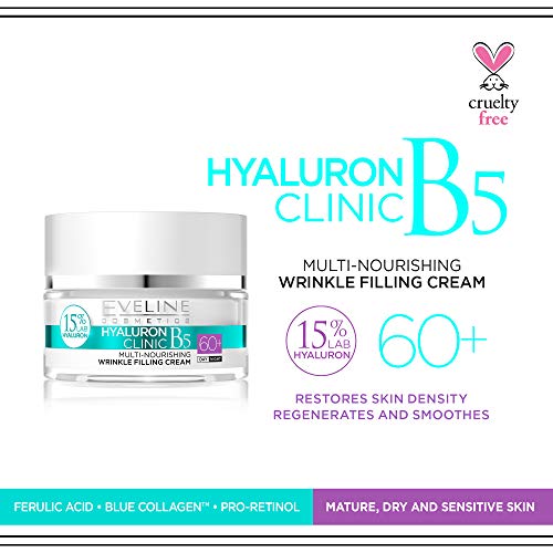 Eveline Cosmetics Hyaluron Clinic B5 Crema Rellenadora de Arrugas Nutritiva de Día y de Noche - 50 ml