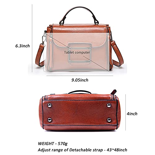 EVEOUT Bolso Bandolera Informal de Cuero Vegano para Mujer, Bolso de Mano Retro Mini Tote Bolsos Clásicos con Asa Superior Elegante Bolso Messenger Satchel para Niñas