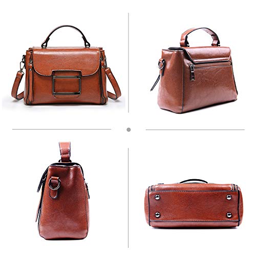 EVEOUT Bolso Bandolera Informal de Cuero Vegano para Mujer, Bolso de Mano Retro Mini Tote Bolsos Clásicos con Asa Superior Elegante Bolso Messenger Satchel para Niñas