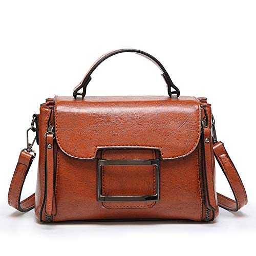 EVEOUT Bolso Bandolera Informal de Cuero Vegano para Mujer, Bolso de Mano Retro Mini Tote Bolsos Clásicos con Asa Superior Elegante Bolso Messenger Satchel para Niñas