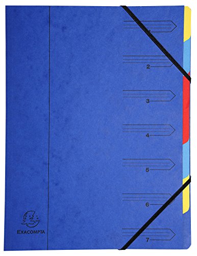 Exacompta 54072E - Clasificador grapado con gomas 7 compartimentos, azul