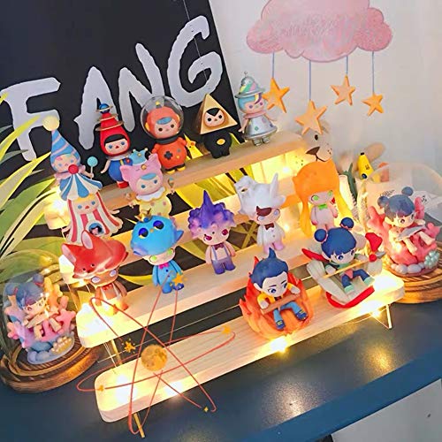 Exhibidor de escalera de acrílico de 4 niveles, organizador de estante de escalera de madera, decoración coleccionable para exhibición de figuras, esmalte de uñas, muñeca, cosméticos (30x22x16cm)