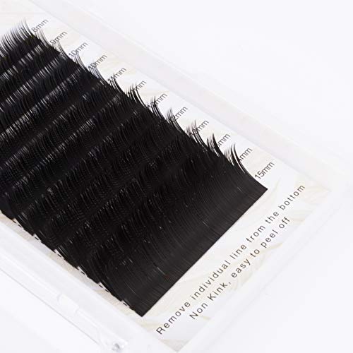 Extensión de Pestañas Postizas Individuales Natural Pestañas Falsas de Seda C Curl Espesor 0,20 mm Longitud Mezclada 8-15 mm para Salón Profesional Maquillaje por Obeya