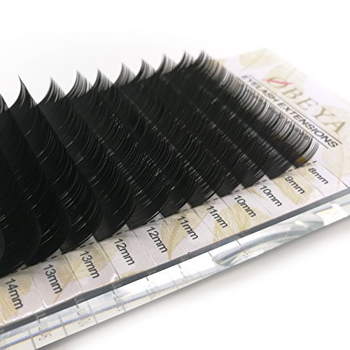 Extensión de Pestañas Postizas Individuales Natural Pestañas Falsas de Seda D Curl Espesor 0,20 mm Longitud Mezclada 8-15 mm para Salón Profesional Maquillaje por Obeya