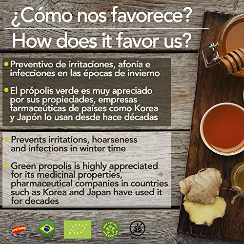 Extracto líquido de Propoleo verde de Brasil 30 ml - BIO. Tintura madre antibacteriana, antivírica y potenciador del sistema inmunitario. 100% Natural, Sin gluten, 25% peso/volumen.