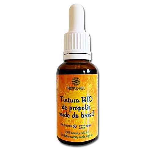 Extracto líquido de Propoleo verde de Brasil 30 ml - BIO. Tintura madre antibacteriana, antivírica y potenciador del sistema inmunitario. 100% Natural, Sin gluten, 25% peso/volumen.