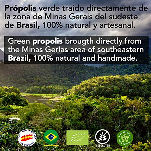 Extracto líquido de Propoleo verde de Brasil 30 ml - BIO. Tintura madre antibacteriana, antivírica y potenciador del sistema inmunitario. 100% Natural, Sin gluten, 25% peso/volumen.