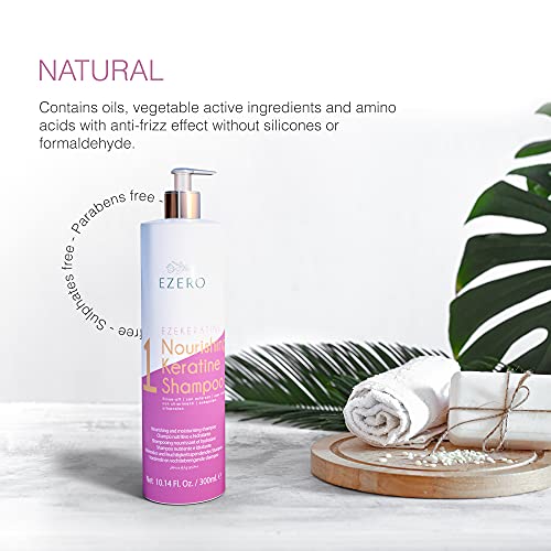 Ezero Champu Keratina Para Ayudar A Alisar El Cabello Y Perfecto Para Tratamiento Keratina Cabello O Tratamiento Hidratante Cabello - Liso Keratina - 300 ml