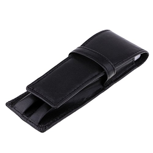 F Fityle ２ Ranuras Estuche para Lápices Estuche para Bolígrafos de Cuero Estuche para Mangas Útiles Escolares Negros