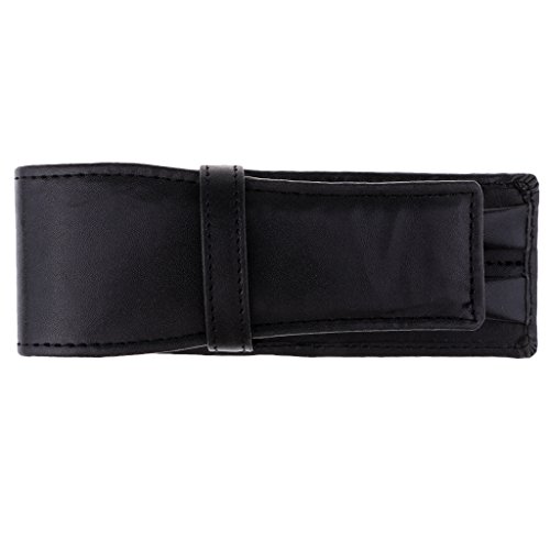 F Fityle ２ Ranuras Estuche para Lápices Estuche para Bolígrafos de Cuero Estuche para Mangas Útiles Escolares Negros