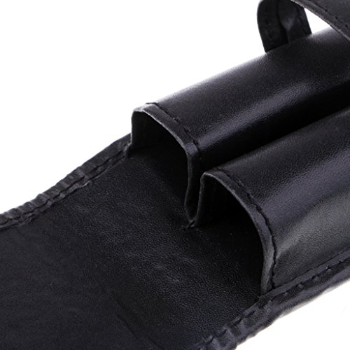 F Fityle ２ Ranuras Estuche para Lápices Estuche para Bolígrafos de Cuero Estuche para Mangas Útiles Escolares Negros