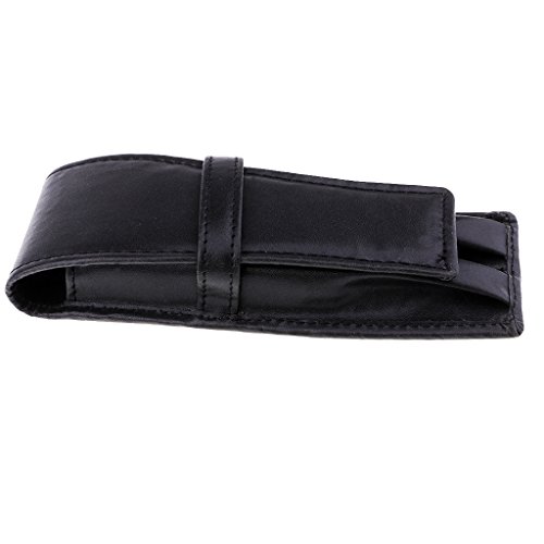 F Fityle ２ Ranuras Estuche para Lápices Estuche para Bolígrafos de Cuero Estuche para Mangas Útiles Escolares Negros