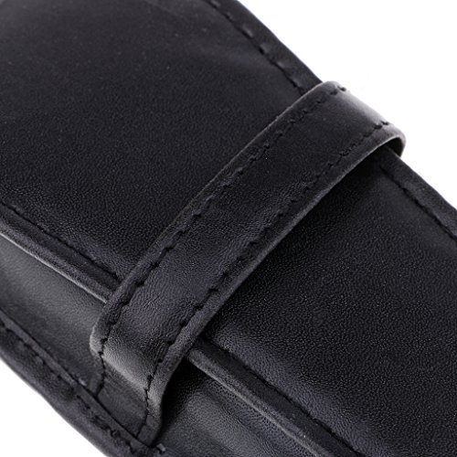 F Fityle ２ Ranuras Estuche para Lápices Estuche para Bolígrafos de Cuero Estuche para Mangas Útiles Escolares Negros