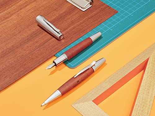 Faber Castell 138382 - Portaminas E-motion, con cuerpo en madera de peral, mina de 1.4 mm, graduación B, color marrón coñac + Minas para portaminas 1,4 mm (2 unidades)