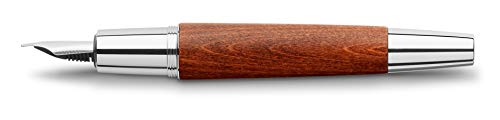 Faber Castell 148200 - Pluma estilográfica E-motion, con cuerpo en madera de peral, color marrón coñac, plumín de acero inoxidable, trazo M