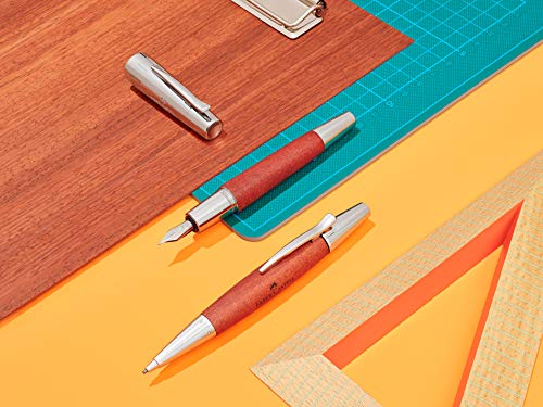 Faber Castell 148200 - Pluma estilográfica E-motion, con cuerpo en madera de peral, color marrón coñac, plumín de acero inoxidable, trazo M