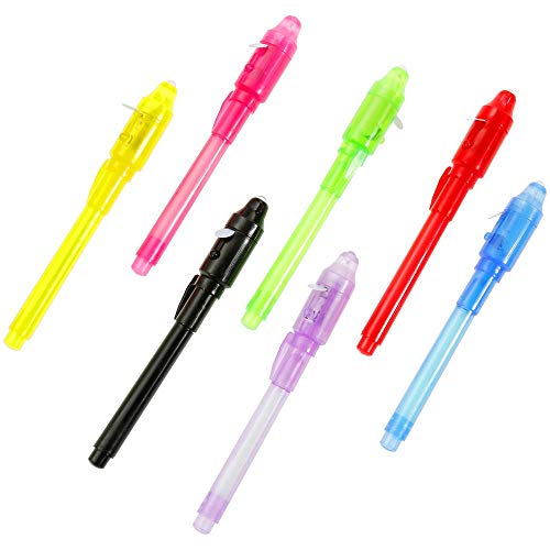 Faburo 12 Piezas Bolígrafo de Tinta Invisible, Lápiz Espía de Mensaje Secreto con Rotulador mágico de luz UV para fiestas, niños y mensaje secreto