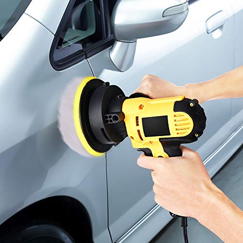 Faburoo 220V 600W Pulidora de Automóviles, 600-3700 r/Min Pulidora para Coche Profesional, Incluyendo Disco de pulir, Almohadilla