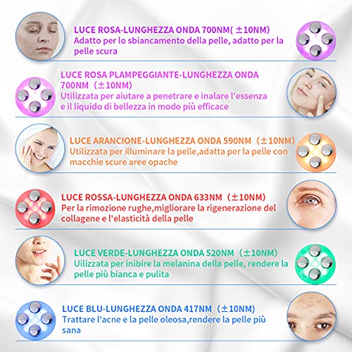 Facial Aparato Radiofrecuencia 6 Modos de Terapia de luz LED Masajeador Facial Ultrasónico Antiarrugas Anti-envejecimiento Anti-Acné Rejuvenecimiento Dispositivo para el Cuidado de la piel