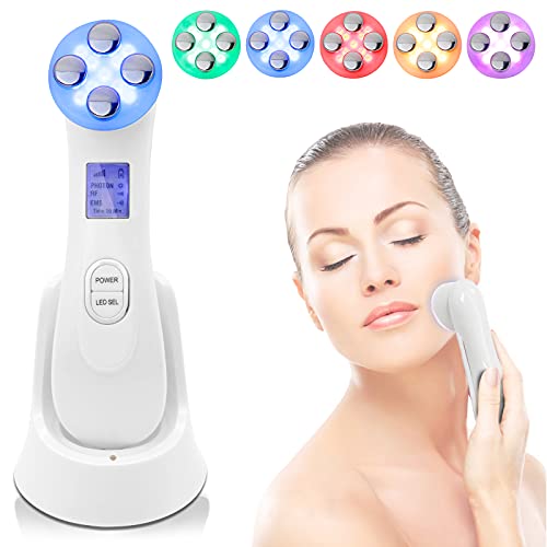 Facial Aparato Radiofrecuencia 6 Modos de Terapia de luz LED Masajeador Facial Ultrasónico Antiarrugas Anti-envejecimiento Anti-Acné Rejuvenecimiento Dispositivo para el Cuidado de la piel