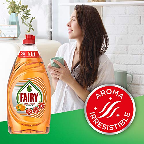 Fairy Ultra Poder Lavavajillas Líquido a Mano, 4 L (10 x 400 ml), Limpio y Fresco, Aroma Naranja, Mega Pack