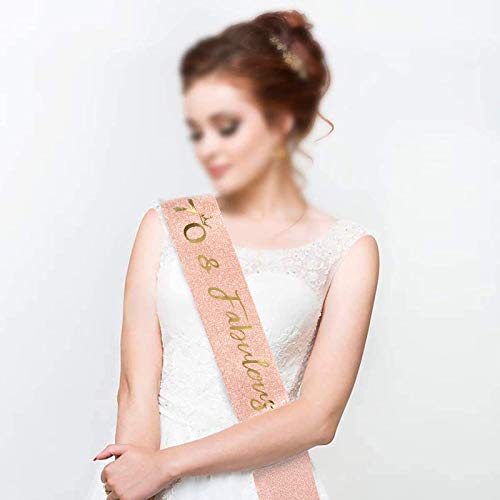 Fajín y tiara de oro rosa para el 70 cumpleaños para mujer, regalos de 70 cumpleaños para felices fiestas de 70 cumpleaños