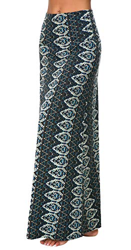 Falda Larga Maxi de Impresión de Estilo Bohemio de Las Mujeres Falda Ocasional (XL, 2)
