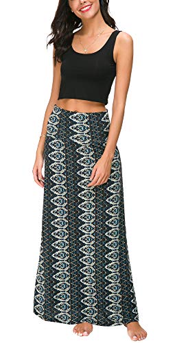 Falda Larga Maxi de Impresión de Estilo Bohemio de Las Mujeres Falda Ocasional (XL, 2)