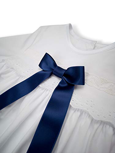 Faldón para bautizo para niños pequeños con lazo azul, 100 % algodón, fácil de poner y fácil de limpiar Weiß 74