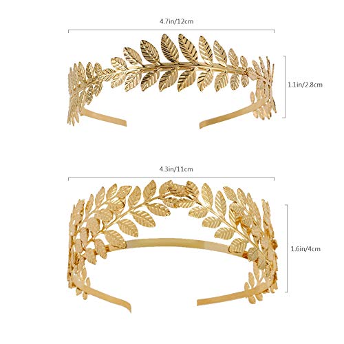 falllea 2 Piezas de Diadema Nupcial Dorado Hoja Diadema de Laurel de Diosa Corona de Hoja de la Rama Diadema de Novia Accesorios para el Cabello para las Mujeres