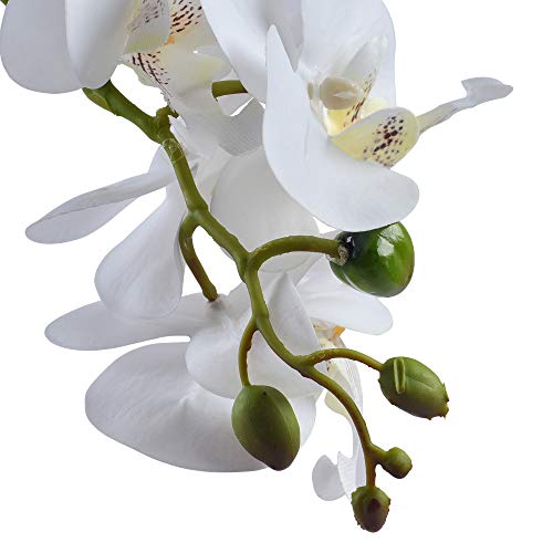 Famibay Orquídeas Artificiales con Maceta Blanca Flores Orquideas Planta Flores de Phalaenopsis para Decoración del Hogar