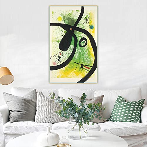 Famosa Cuadro Joan Miro"El cazador de pulpos"Reproducciones de Impresiones en lienzo,Cuadro de arte de pared en lienzo para decoración de sala de estar 40x65cm(16x26in) Sin marco