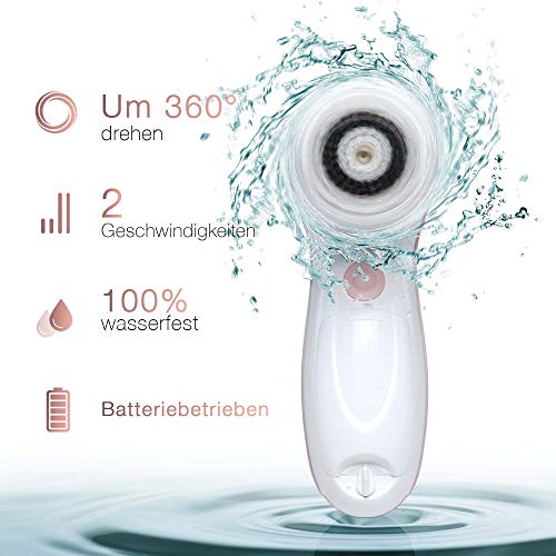Fancii Cepillo Limpiador Facial Eléctricos con 3 Cabezales Exfoliantes, Resistente al Agua - Cepillo Limpieza Facial de Cara Spa Completo de Microdermoabrasión para Exfoliación (Rubor)