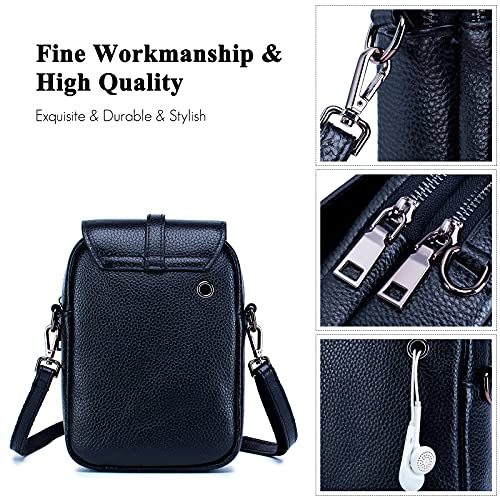 FANDARE Bolso Movil Mujer Bolso de teléfono Bolso de Hombro de Cuero Monederos Carteras Bolsos Bandolera Bolso Pequeño Bolsos de Cruzado Bandolera Crossbody Bag Azul