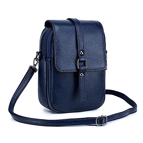 FANDARE Bolso Movil Mujer Bolso de teléfono Bolso de Hombro de Cuero Monederos Carteras Bolsos Bandolera Bolso Pequeño Bolsos de Cruzado Bandolera Crossbody Bag Azul