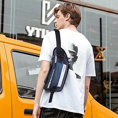 FANDARE Moda Bolso Pecho Cruzada al Hombro Cangurera Bolsa de Cintura Sling Waist Bag Bolsos Cruzados Bandoleras Mochilas Bolsas de automoción Viaje Deportes Ciclismo Montañismo Nylon Azul