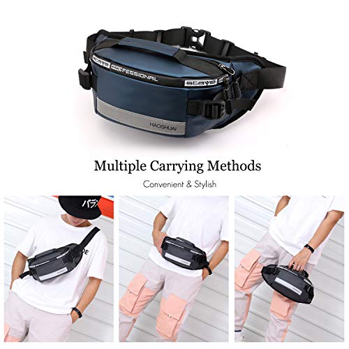 FANDARE Moda Bolso Pecho Cruzada al Hombro Cangurera Bolsa de Cintura Sling Waist Bag Bolsos Cruzados Bandoleras Mochilas Bolsas de automoción Viaje Deportes Ciclismo Montañismo Nylon Azul
