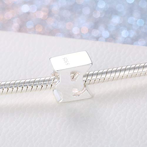 Fantasticharm fits Pandora Bracelet Breloque en forme de lettre de A à Z en argent sterling 925 compatible avec un bracelet Pandora