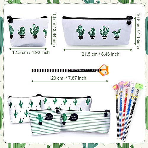FAVENGO 6 Pcs Estuche Para Lapices de Tela Estuche de Lona de Cactus Cartuchera para Lapices Bolsa Para Lapices Estuches Escolares Grandes Estuches Organizadores de Lapices Bonitos para Niño Y Mujer