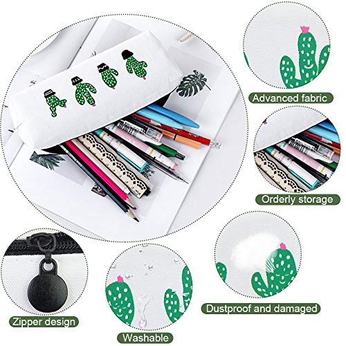 FAVENGO 6 Pcs Estuche Para Lapices de Tela Estuche de Lona de Cactus Cartuchera para Lapices Bolsa Para Lapices Estuches Escolares Grandes Estuches Organizadores de Lapices Bonitos para Niño Y Mujer
