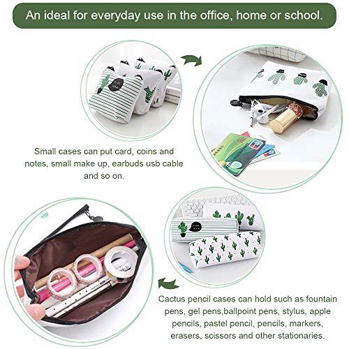 FAVENGO 6 Pcs Estuche Para Lapices de Tela Estuche de Lona de Cactus Cartuchera para Lapices Bolsa Para Lapices Estuches Escolares Grandes Estuches Organizadores de Lapices Bonitos para Niño Y Mujer