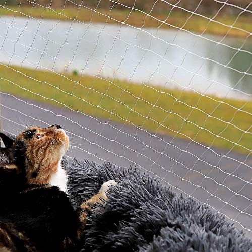 FayTun Red de Seguridad para Gatos, Transparente para balcón, protección de Gato, Red antiescape, Valla de Seguridad para balcón, Ventana y terraza, sin perforación (1.5 * 2m)