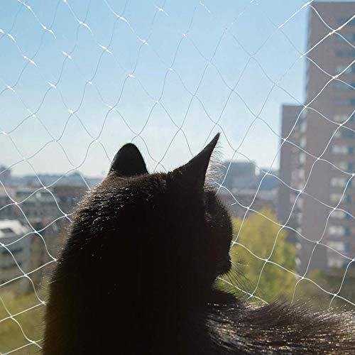 FayTun Red de Seguridad para Gatos, Transparente para balcón, protección de Gato, Red antiescape, Valla de Seguridad para balcón, Ventana y terraza, sin perforación (1.5 * 2m)